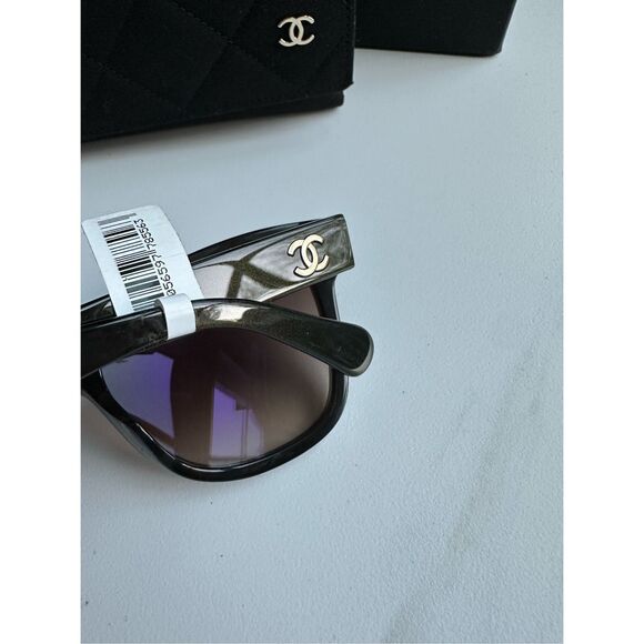 NWT Chanel Acetate Polarized Square CC Sunglasses 5380 Black OS $415 - Picture 9 of 11